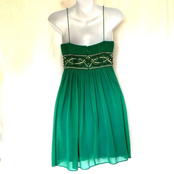 Aidan Mattox Silk Dress Prom Evening Green 0 XS - Picture 3 of 8